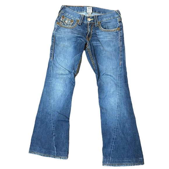 True Religion Y2K Joey Big T Flare Jeans Womens Size 29x33 Measures 32” Inseam - Picture 5 of 16